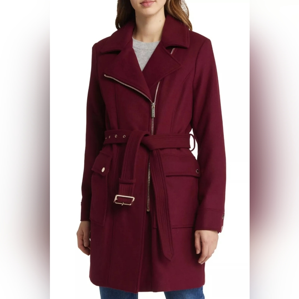 MICHAEL KORS NWOT Women's Asymmetric Red Pea Coat - SIZE S